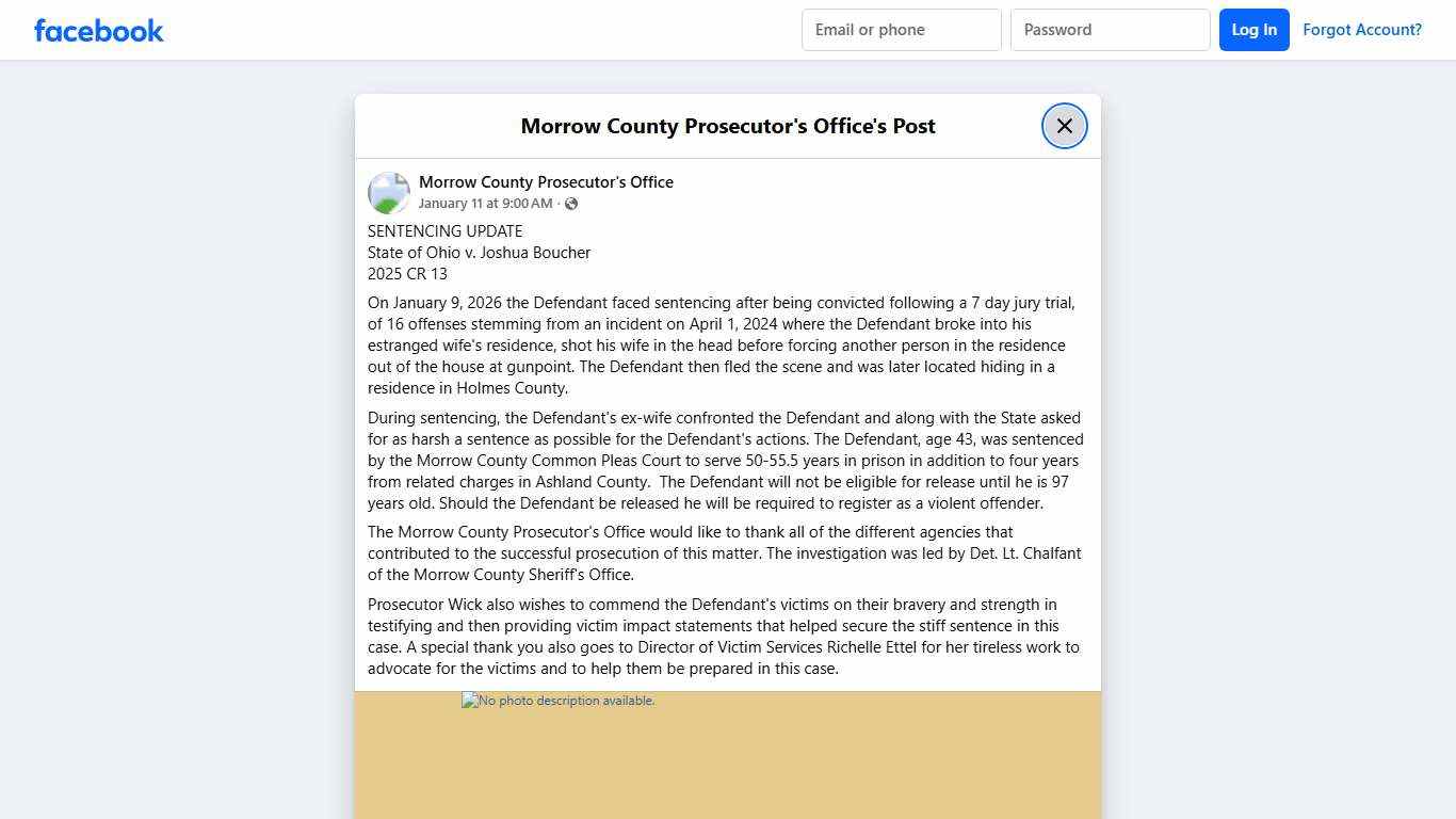 SENTENCING UPDATE... - Morrow County Prosecutor's Office Facebook